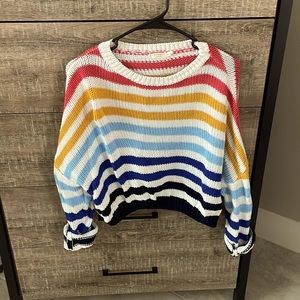 Multicolored striped crop sweater